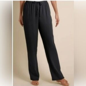 SOFT SURROUNDINGS 100% SILK CHARCOAL ELASTIC DRAWSTRING WAIST PANTS SZ LP